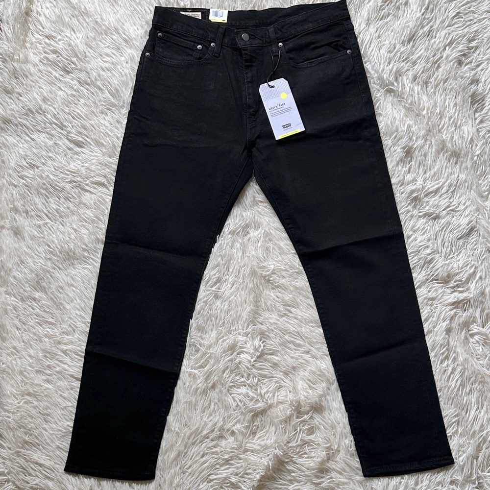 NWT Mens Levis Black 502 Taper Stretch Levis Flex Eco Performance Size 34 x 30